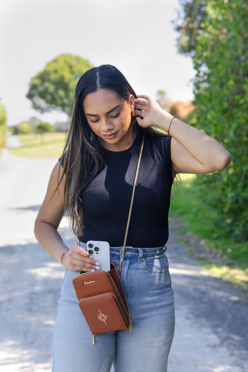 Bag - Puāwai Phone Bag  - Whenua Brown