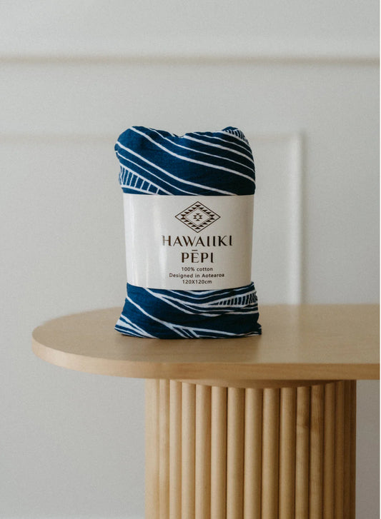 Pēpi Muslin Wrap - Blue - Hawaiiki Pēpi