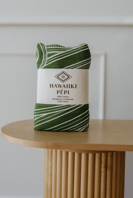 Pēpi Muslin Wrap - Green - Hawaiiki Pēpi