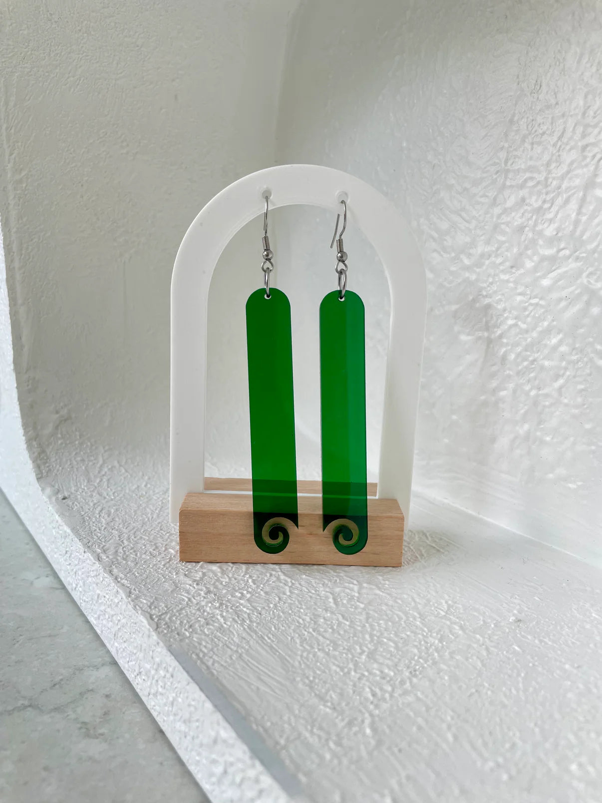 Earrings - Koru Drop - Shilohs Way - Green