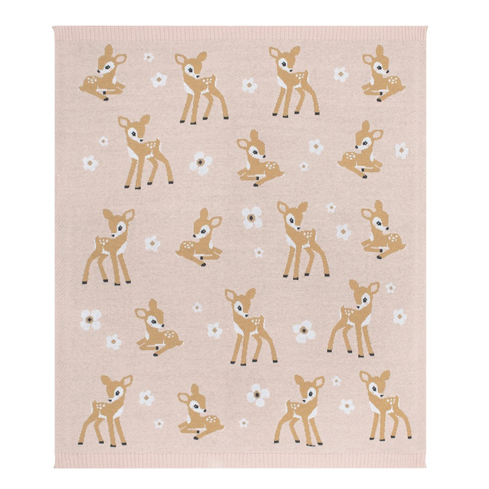 Baby Blanket - 100% Cotton Whimsical Blush Fawn