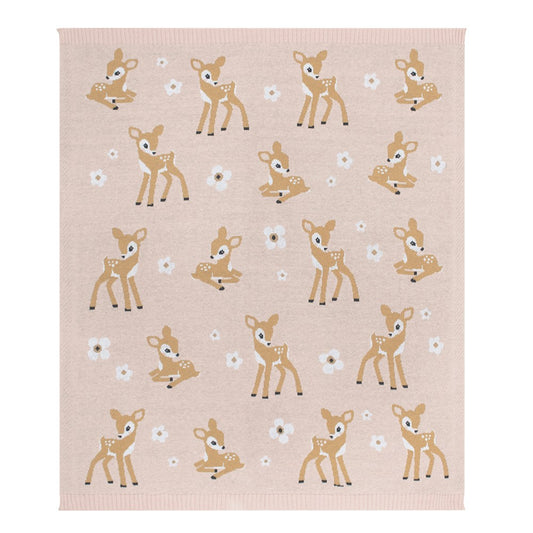 Baby Blanket - 100% Cotton Whimsical Blush Fawn