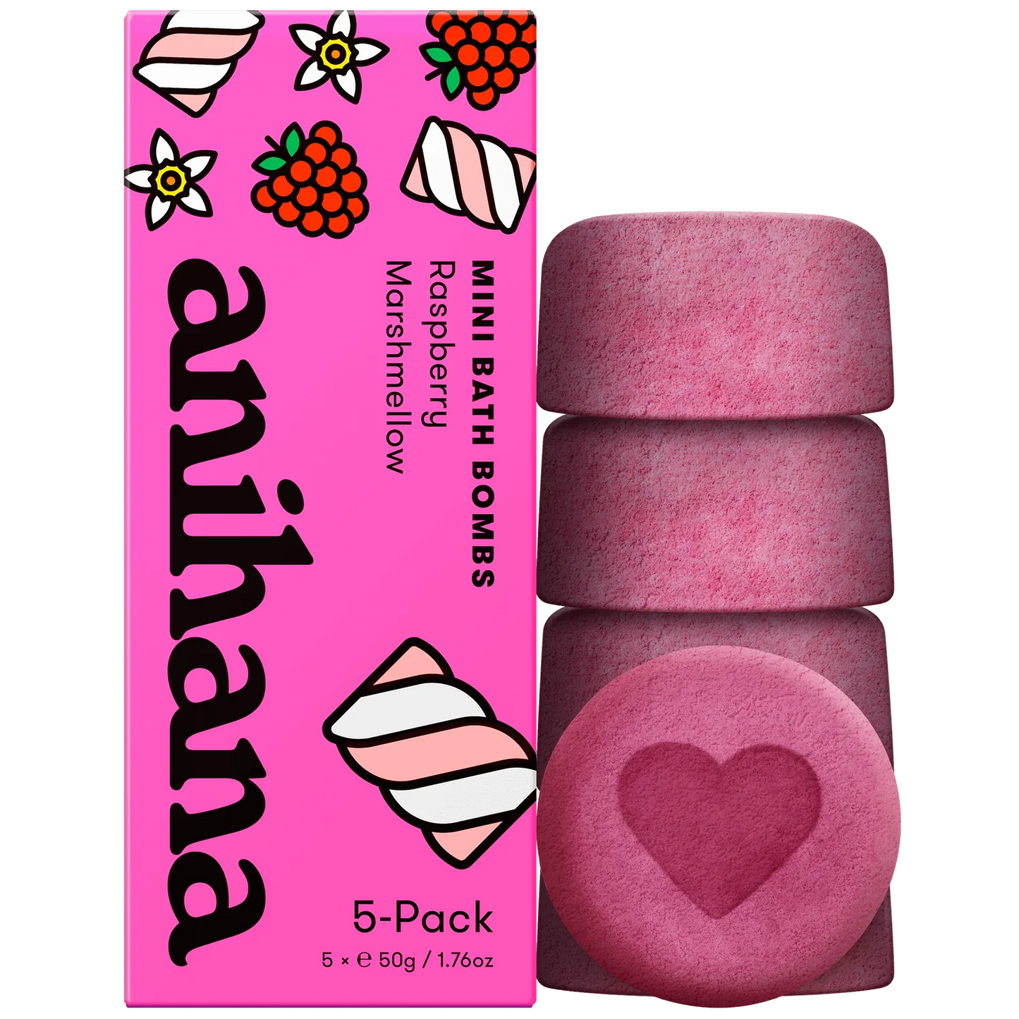 Raspberry Marshmellow Mini Bath Bombs 5-Pack