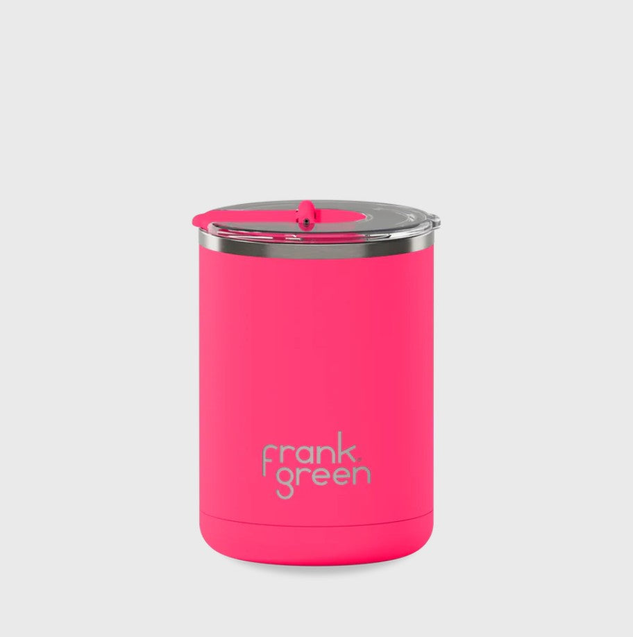 Ceramic Coffee Cup with Hinged Lid - Neon Pink - Frank Green