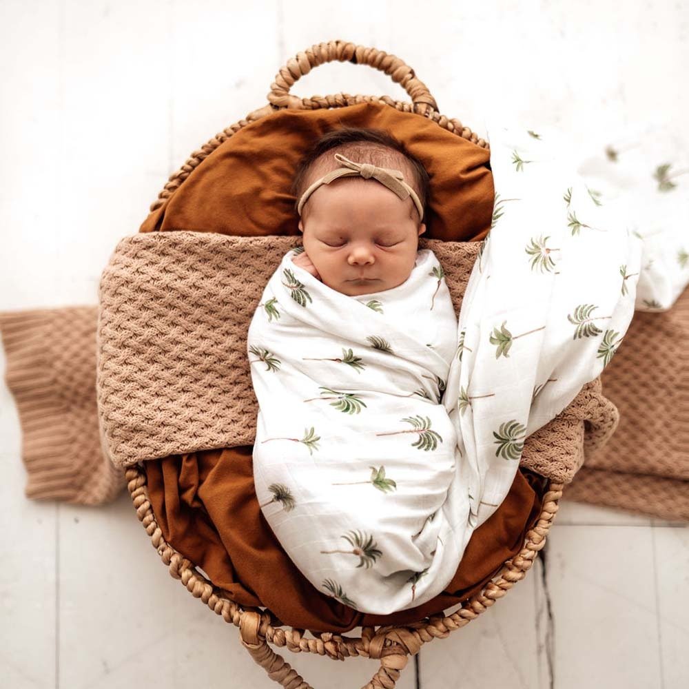 Organic Muslin Wrap - Snuggle Hunny - Green Palm