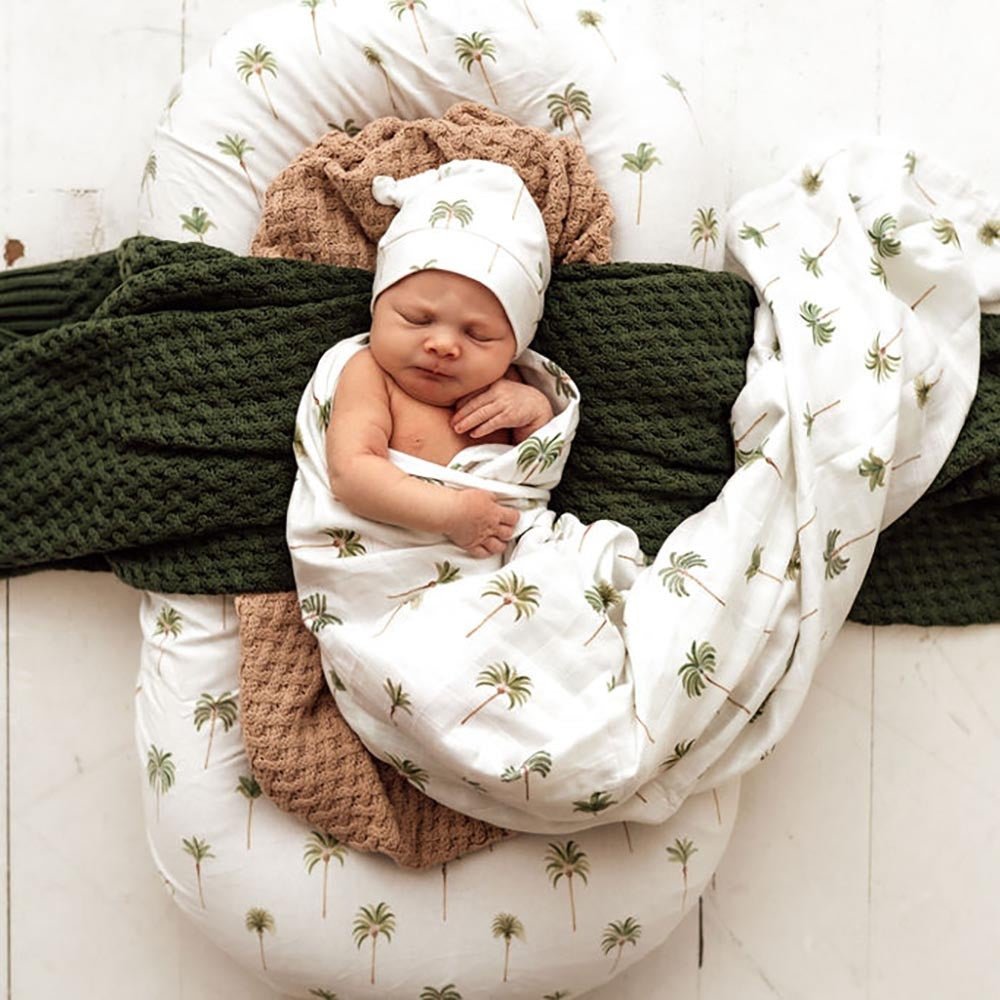 Organic Muslin Wrap - Snuggle Hunny - Green Palm