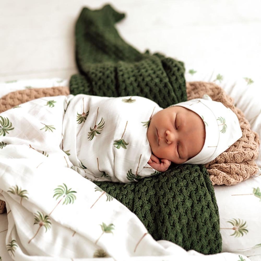 Organic Muslin Wrap - Snuggle Hunny - Green Palm