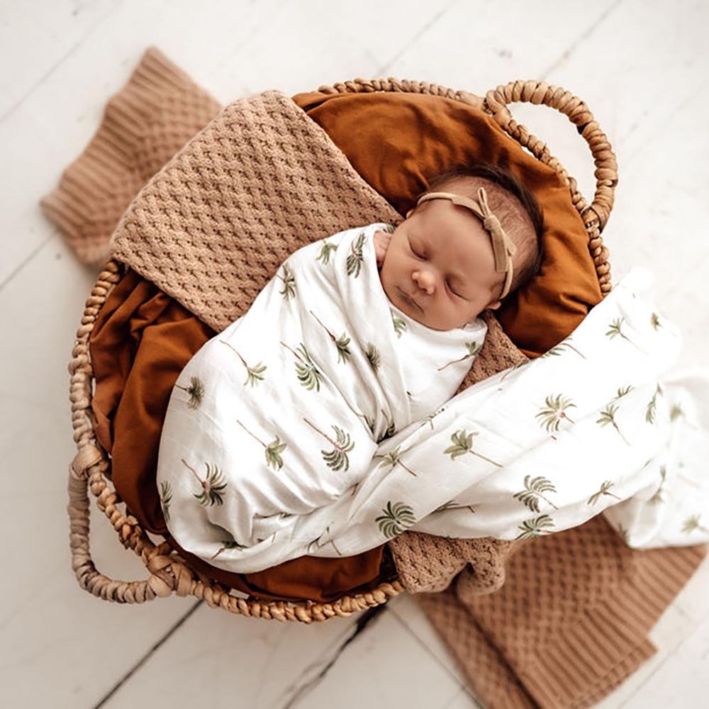 Organic Muslin Wrap - Snuggle Hunny - Green Palm