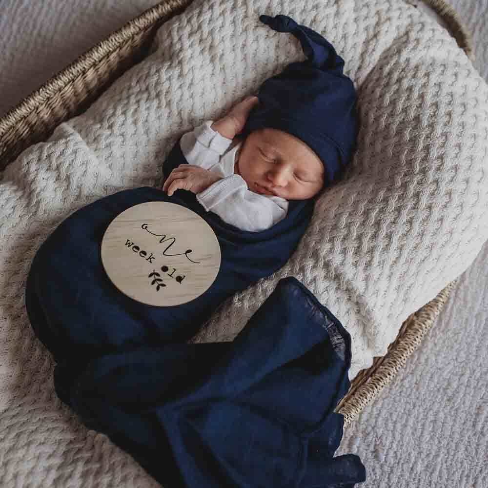 Organic Muslin Wrap - Snuggle Hunny - Navy